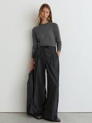 Reiss Charcoal Grey Sadie Merino Wool Crew-Neck Jumper - Image 3 of 7