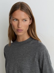 Reiss Charcoal Grey Sadie Merino Wool Crew-Neck Jumper - Image 4 of 7