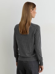 Reiss Charcoal Grey Sadie Merino Wool Crew-Neck Jumper - Image 5 of 7