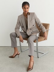 Reiss Camel Lucia Patent-Leather Chain-Slingback Heels - Image 1 of 5