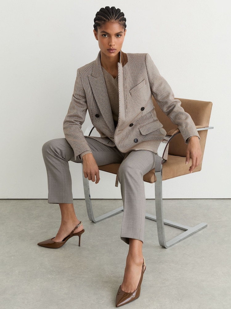 Reiss Camel Lucia Patent-Leather Chain-Slingback Heels - Image 1 of 5 Reiss Camel Lucia Patent-Leather Chain-Slingback Heels - Image 1 of 5