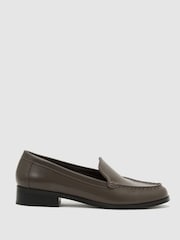 Reiss Grey Renee Leather Apron-Toe Loafers - Image 2 of 6