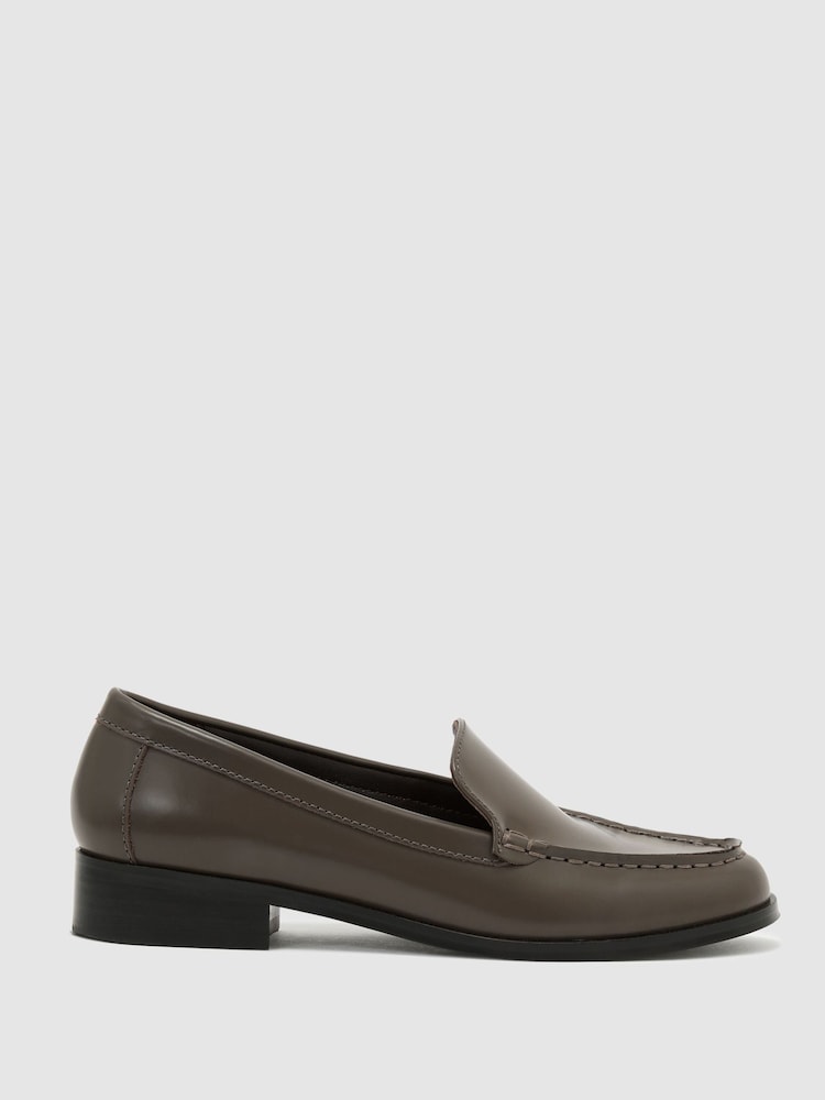 Reiss Grey Renee Leather Apron-Toe Loafers - Image 2 of 6 Reiss Grey Renee Leather Apron-Toe Loafers - Image 2 of 6