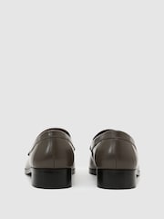 Reiss Grey Renee Leather Apron-Toe Loafers - Image 3 of 6