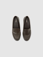 Reiss Grey Renee Leather Apron-Toe Loafers - Image 5 of 6