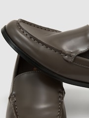 Reiss Grey Renee Leather Apron-Toe Loafers - Image 6 of 6