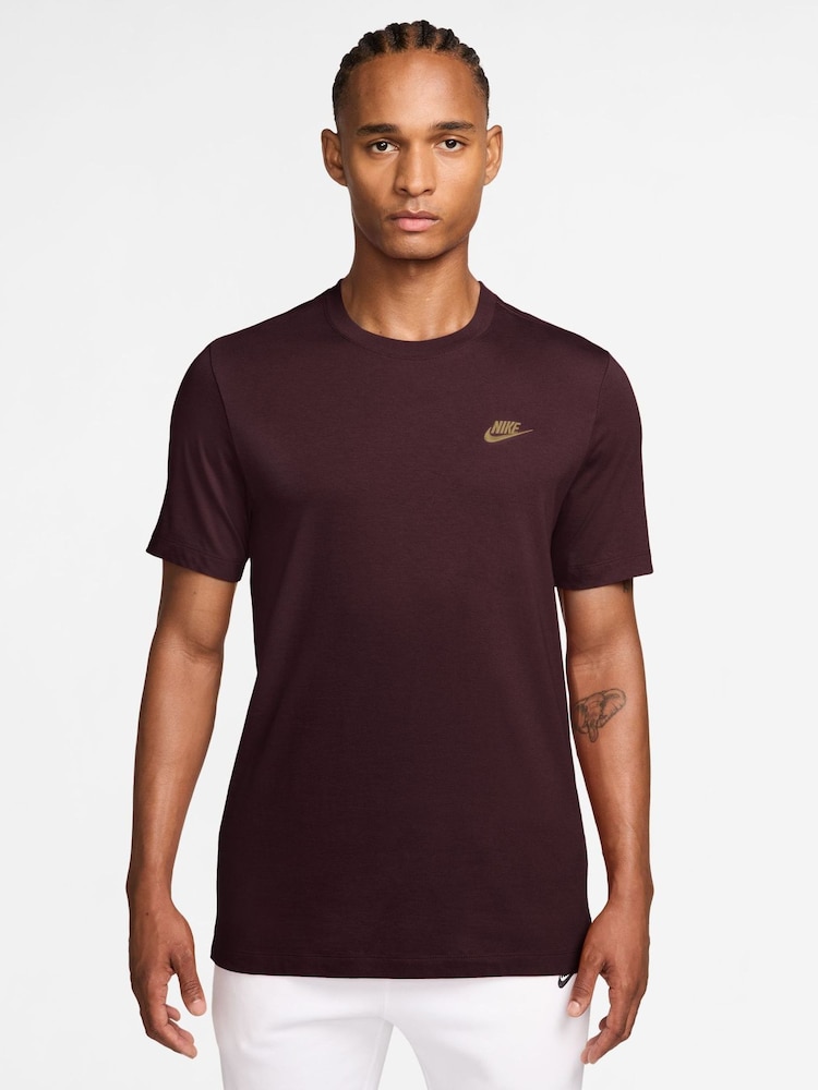 Nike Burgundy Crush Short Sleeve Club T-Shirt - Image 1 of 3 Nike Burgundy Crush Short Sleeve Club T-Shirt - Image 1 of 3