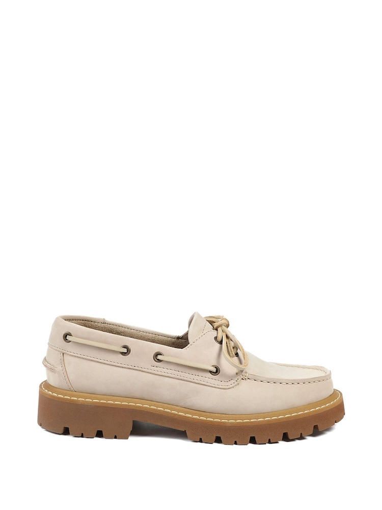 Jones Bootmaker Beige Perdita Leather Platform Moccasins - Image 1 of 7