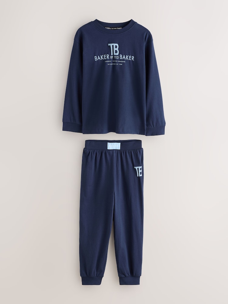 Baker by Ted Baker Blue/Navy 3 Pack Long Sleeve Pyjamas - Image 2 of 12