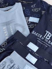 Baker by Ted Baker Blue/Navy 3 Pack Long Sleeve Pyjamas - Image 7 of 12