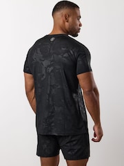 Gym King Black Debossed Camo Short Sleeve T-Shirt - Image 2 of 4