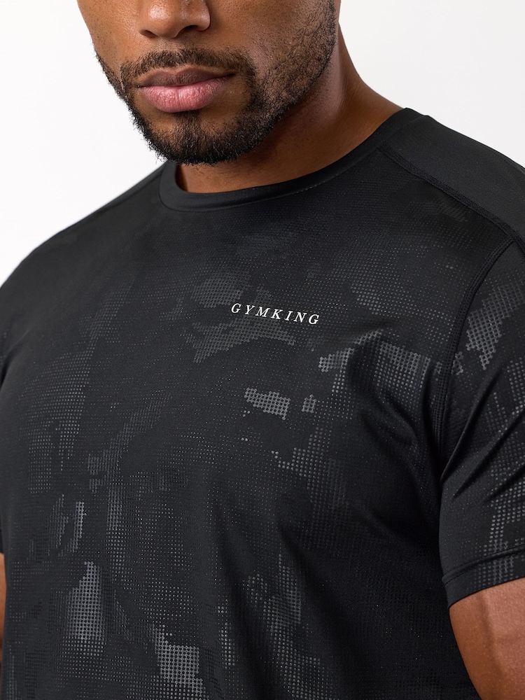 Gym King Black Debossed Camo Short Sleeve T-Shirt - Image 4 of 4 Gym King Black Debossed Camo Short Sleeve T-Shirt - Image 4 of 4