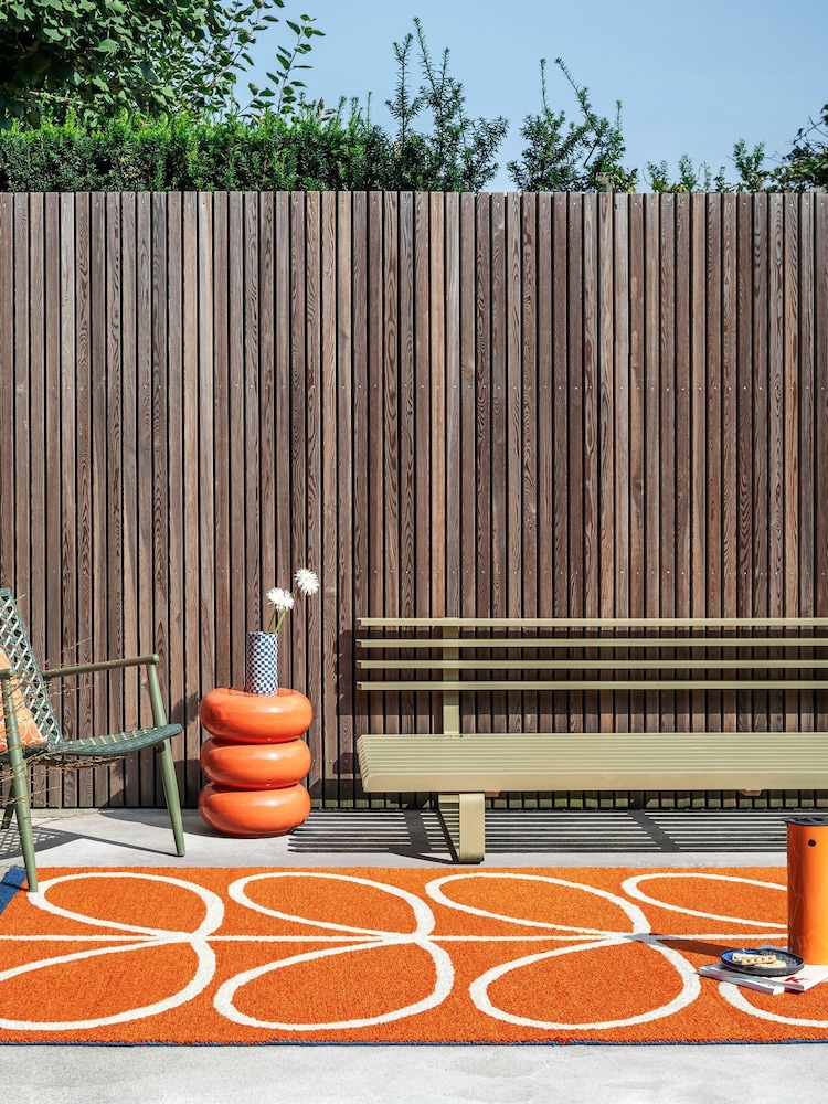 Orla Kiely OR Linear Stem Orange outdoor Linear Stem Outdoor Rug - Image 1 of 4