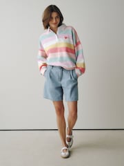 Little Bird by Jools Oliver Rainbow Stripe Oversized Rugby Sweatshirt - Image 2 of 8