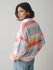 Little Bird by Jools Oliver Rainbow Stripe Oversized Rugby Sweatshirt - Image 3 of 8