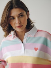 Little Bird by Jools Oliver Rainbow Stripe Oversized Rugby Sweatshirt - Image 4 of 8
