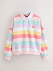 Little Bird by Jools Oliver Rainbow Stripe Oversized Rugby Sweatshirt - Image 6 of 8