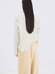 Mango Cream Scarf Detail Button Up Long Sleeve Blouse - Image 4 of 5