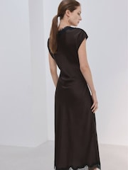 Mango Brown Lace V-Neck Midi Dress - Image 4 of 5