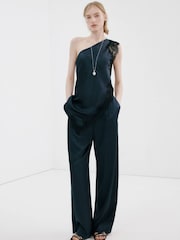 Mango Blue One Shoulder Asym Lace Top - Image 2 of 5