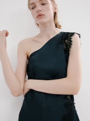 Mango Blue One Shoulder Asym Lace Top - Image 3 of 5