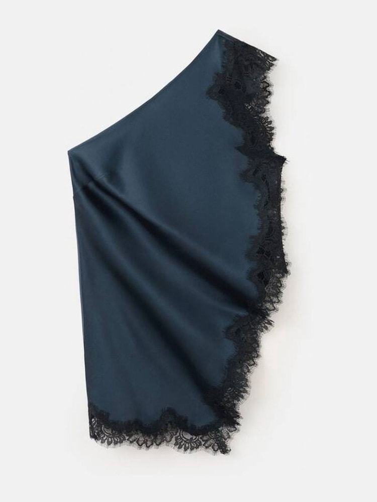 Mango Blue One Shoulder Asym Lace Top - Image 5 of 5