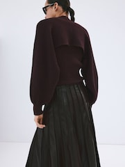 Mango Burgandy Sleeve Cardigan - Image 3 of 4