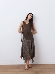 Mango Brown Asymettric Hem Skirt - Image 1 of 5