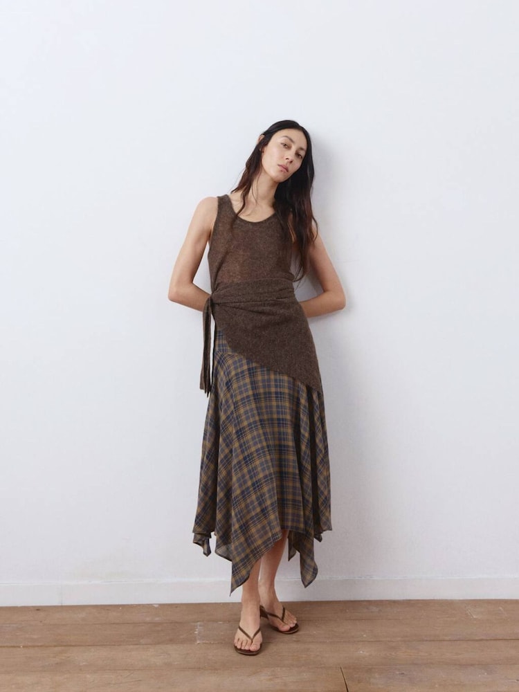 Mango Brown Asymettric Hem Skirt - Image 1 of 5