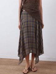 Mango Brown Asymettric Hem Skirt - Image 3 of 5