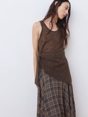 Mango Brown Asymettric Hem Skirt - Image 4 of 5
