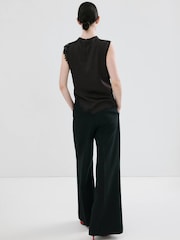 Mango Brown Sleeveless Lace Trim Top - Image 3 of 5