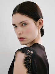 Mango Brown Sleeveless Lace Trim Top - Image 4 of 5