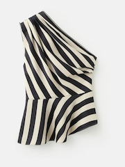 Mango Cream & Black Striped Asymmetrical Peplum Top - Image 4 of 4