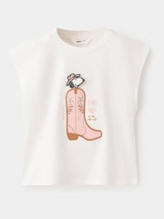 Mango White Snoopy Sleeveless T-Shirt - Image 1 of 4