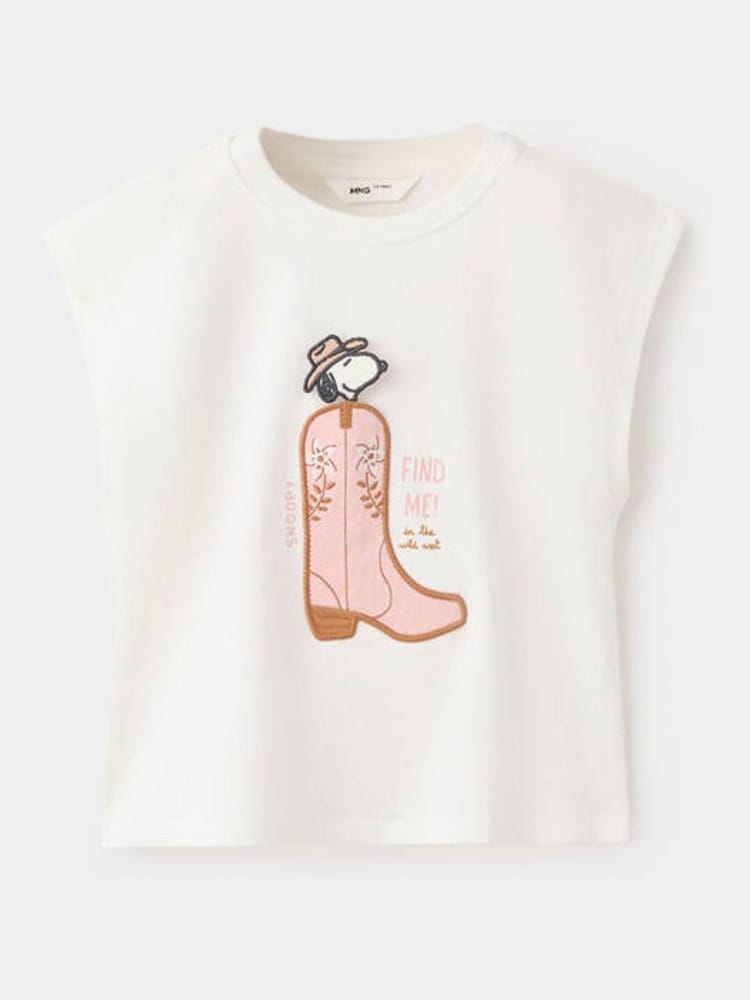 Mango White Snoopy Sleeveless T-Shirt - Image 1 of 4
