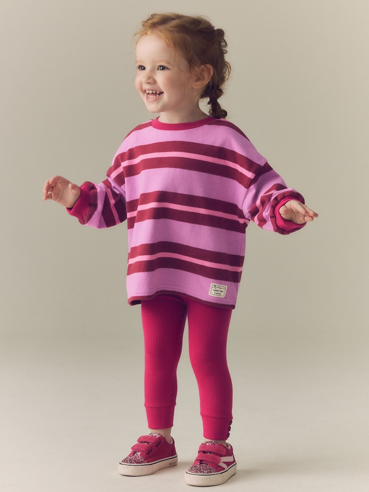 Pink/Purple Stripe Top and Leggings Set (3mths-7yrs) - Image 1 of 9 Pink/Purple Stripe Top and Leggings Set (3mths-7yrs) - Image 1 of 9