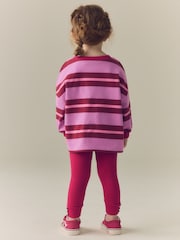 Pink/Purple Stripe Top and Leggings Set (3mths-7yrs) - Image 4 of 9