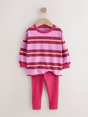 Pink/Purple Stripe Top and Leggings Set (3mths-7yrs) - Image 6 of 9