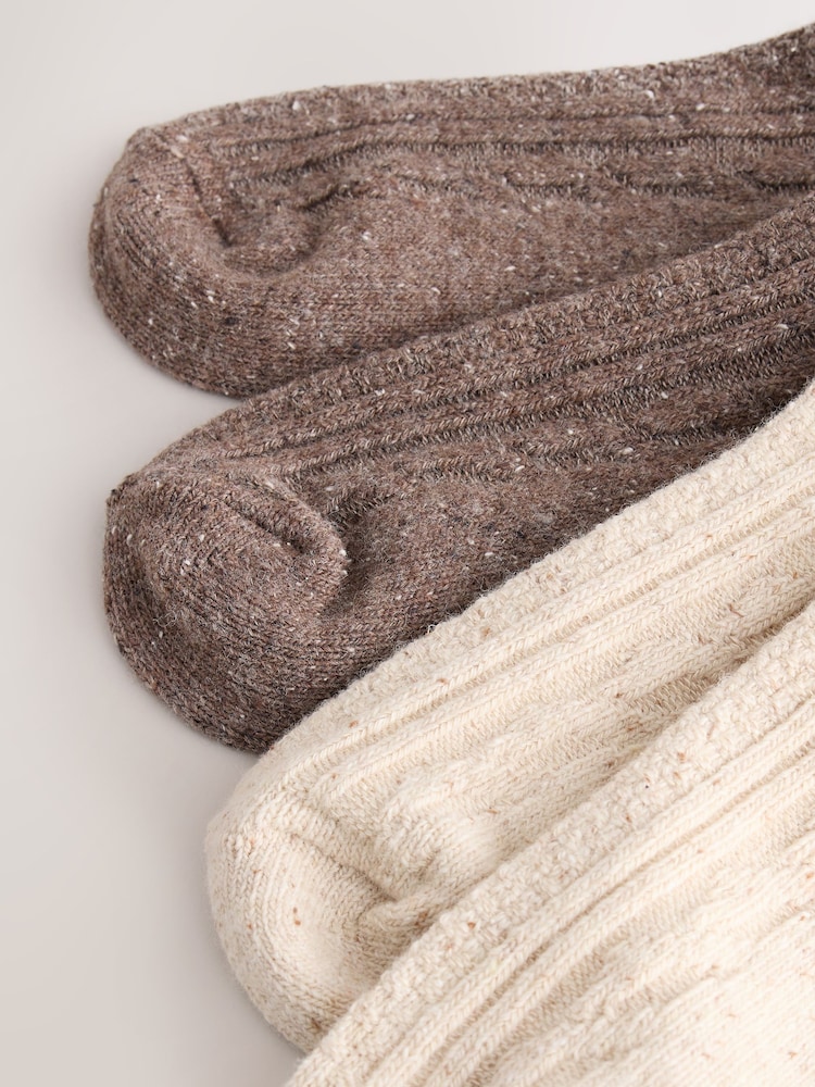 Oatmeal/Chocolate Brown Thermal Wool Blend Cable Knit Knee High Socks 2 Pack - Image 5 of 5 Oatmeal/Chocolate Brown Thermal Wool Blend Cable Knit Knee High Socks 2 Pack - Image 5 of 5