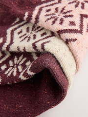 Burgundy/Pink Fairisle Pattern Thermal Wool Blend Ankle Socks 3 Pack - Image 5 of 6