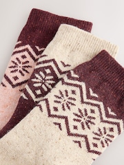 Burgundy/Pink Fairisle Pattern Thermal Wool Blend Ankle Socks 3 Pack - Image 6 of 6