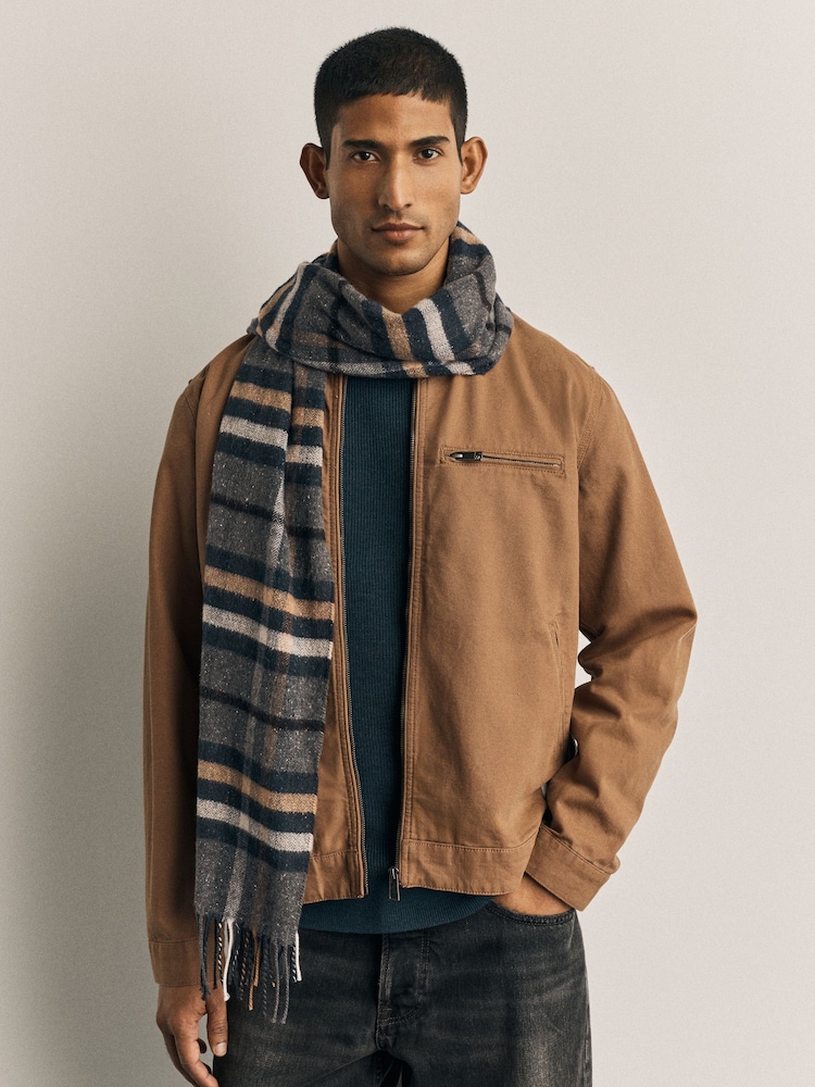 Grey Check Made in Italy Signature Scarf - Image 2 of 4 Grey Check Made in Italy Signature Scarf - Image 2 of 4