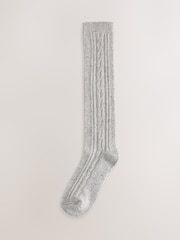 Charcoal Grey/Light Grey Thermal Wool Blend Cable Knit Knee High Socks 2 Pack - Image 2 of 5