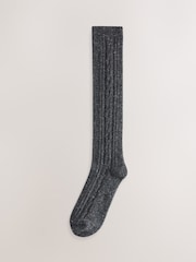Charcoal Grey/Light Grey Thermal Wool Blend Cable Knit Knee High Socks 2 Pack - Image 3 of 5