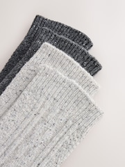 Charcoal Grey/Light Grey Thermal Wool Blend Cable Knit Knee High Socks 2 Pack - Image 5 of 5