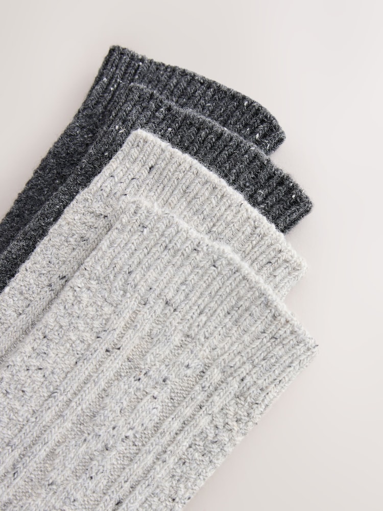 Charcoal Grey/Light Grey Thermal Wool Blend Cable Knit Knee High Socks 2 Pack - Image 5 of 5