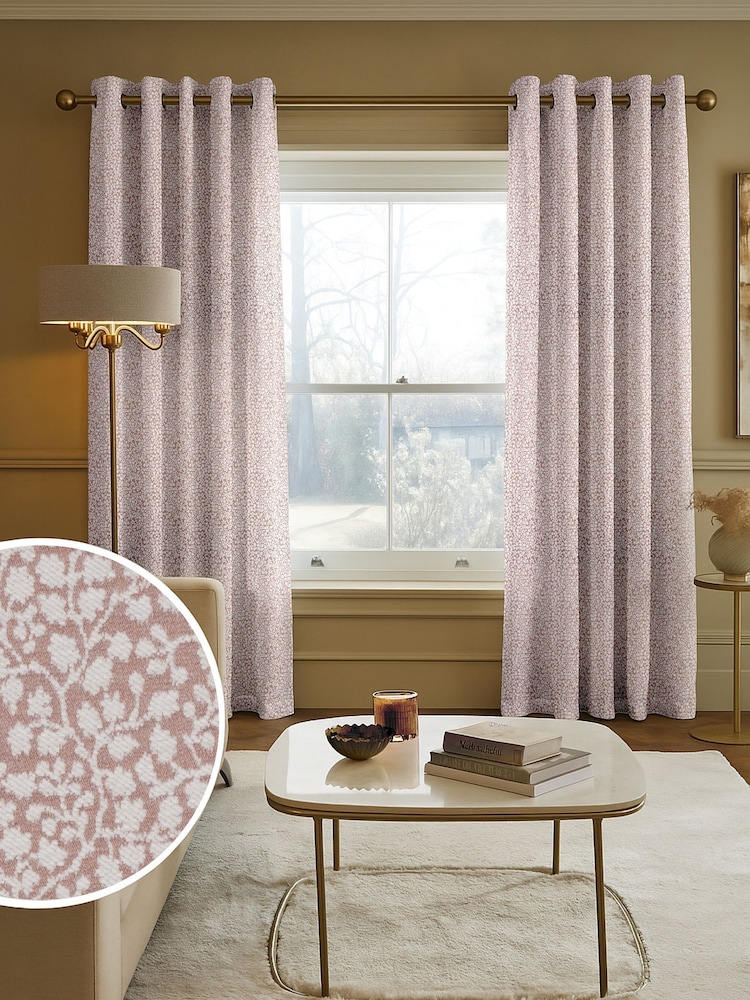 Pink Floral Chenille Made to Measure Curtains - Image 1 of 9