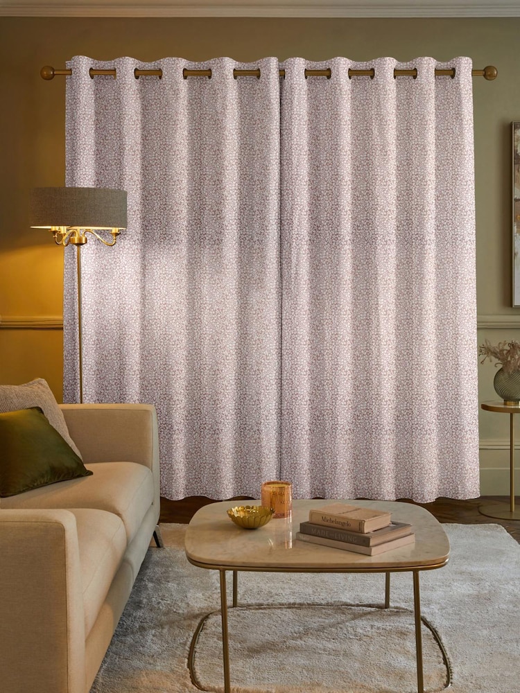 Pink Floral Chenille Made to Measure Curtains - Image 2 of 9