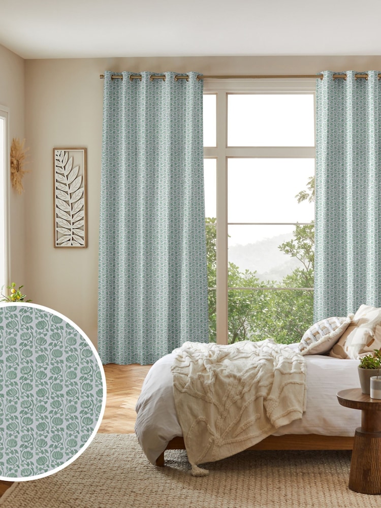 Seafoam Blue Eliza Made to Measure Curtains - Image 1 of 9 Seafoam Blue Eliza Made to Measure Curtains - Image 1 of 9